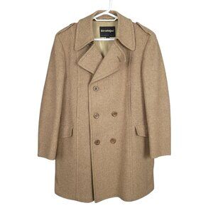 STRATOJAC Vintage Men's Coat 44 Brown Wool Double Breasted Overcoat Trench
